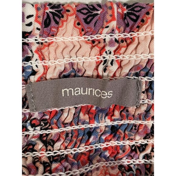 Maurices XL Long Smocked Waist Boho Printed Skirt 100% Rayon Multicolor Womens - Picture 7 of 13